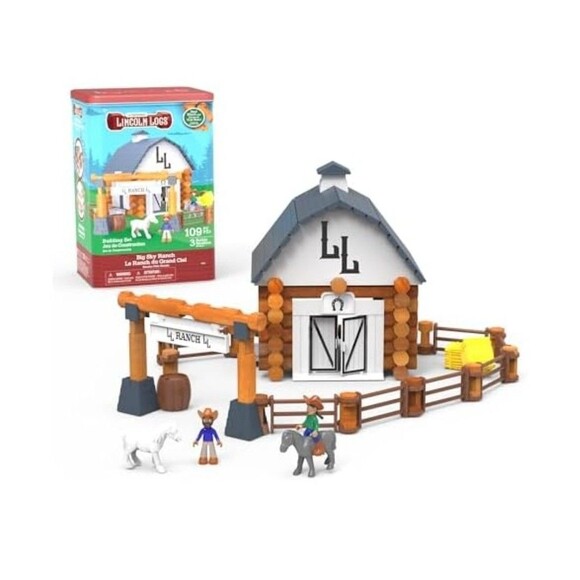Lincoln Logs Big Sky Ranch Building Set - Retro Toy, 100+ Pieces & Real Wood New - Picture 1 of 6